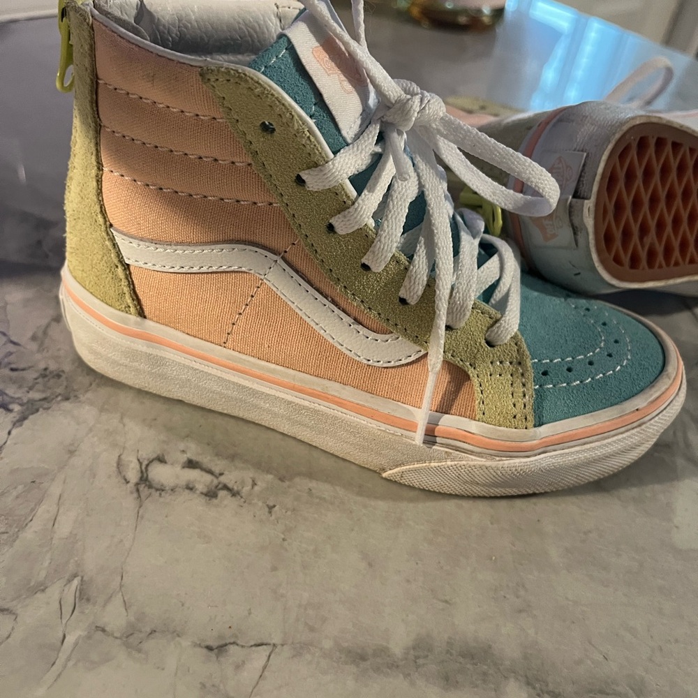 Vans Blue and Cream High-Top Sneakers